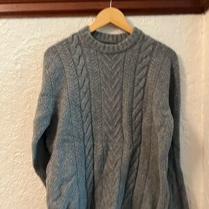 Everlane Gray Cable Knit Crewneck Sweater